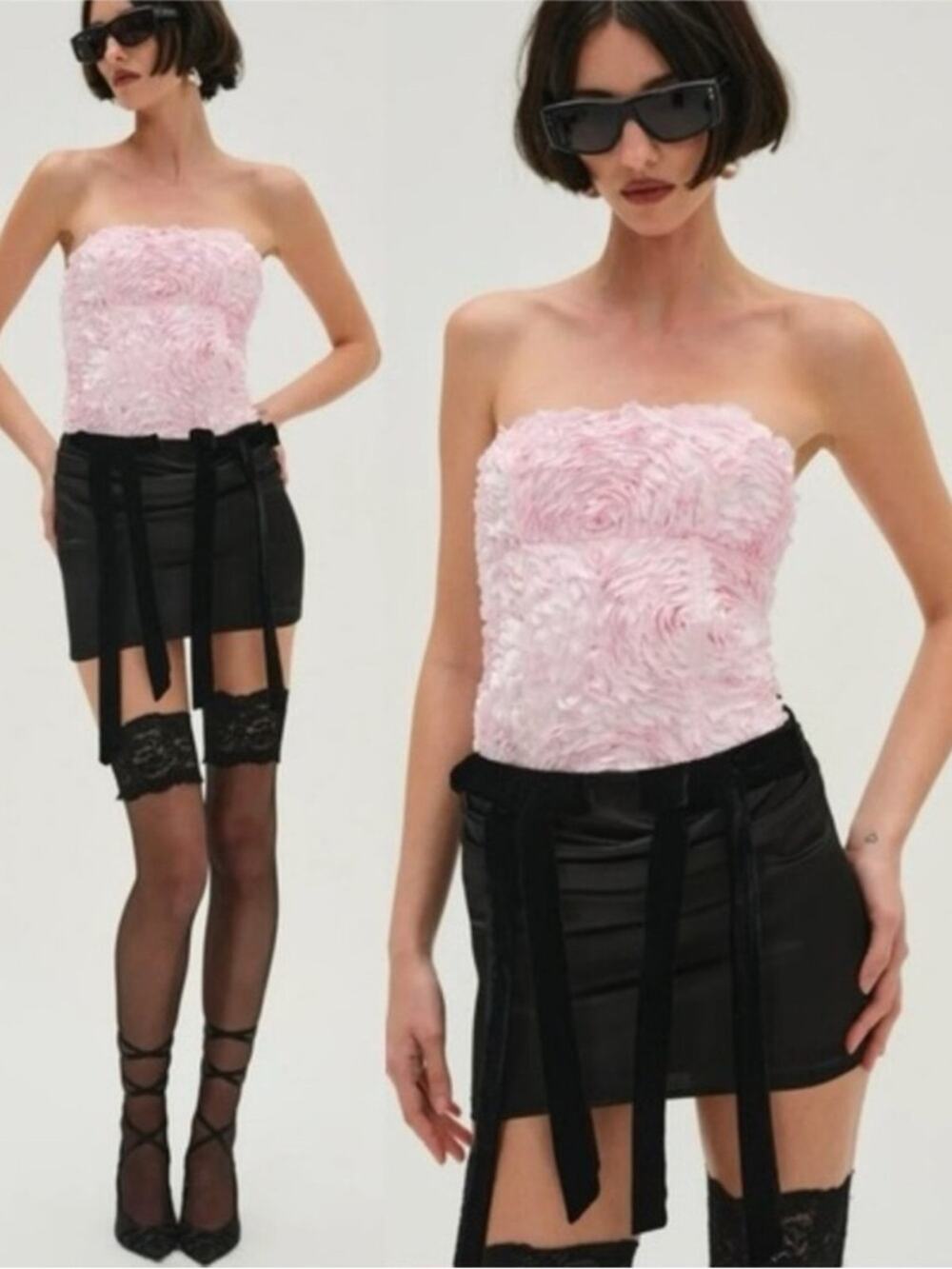 FOR LOVE & LEMONS Nicolette Strapless Floral Mini Dress Size Large
